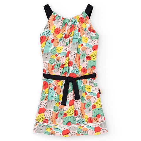 "Leaves" viscose dress for girls