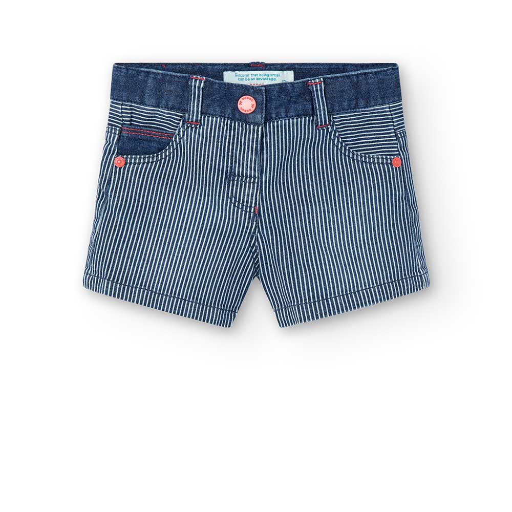 
Shorts from the Boboli Girls' Clothing Line, in striped denim and with red trim. Adjustable size...