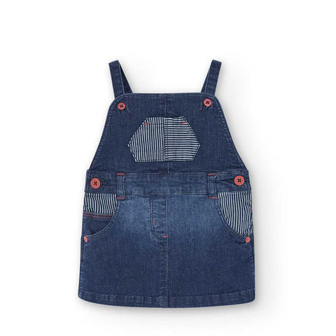 Stretch denim strapless dress for newborns