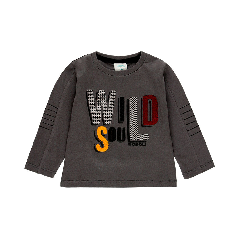 
Long-sleeved T-shirt from the Boboli Children's Clothing Line, with print on the front and boucl...