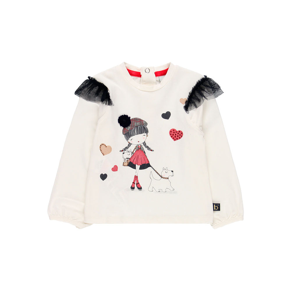 T-shirt from the Boboli Girls Clothing Line, with voilant on the shoulder straps and glitter prin...