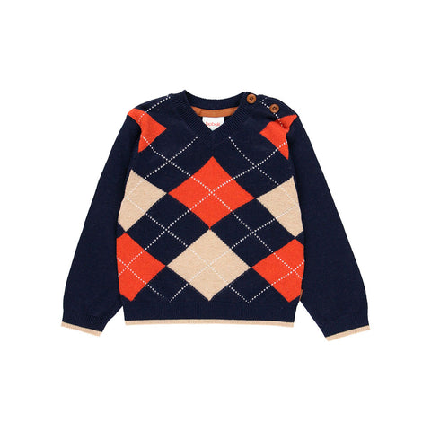 Rhombus knitted sweater for boys