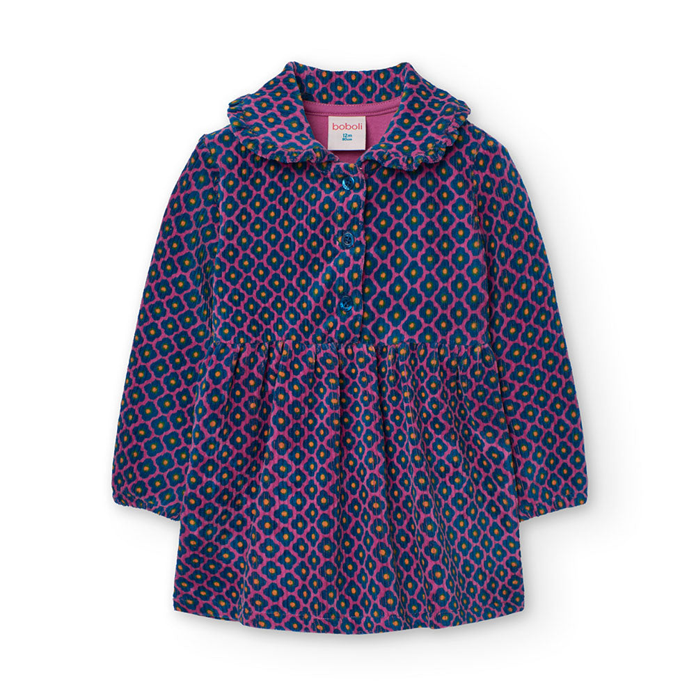 
Dress from the Boboli Children's Clothing Line, made of micro-satin velvet with a shirt collar a...