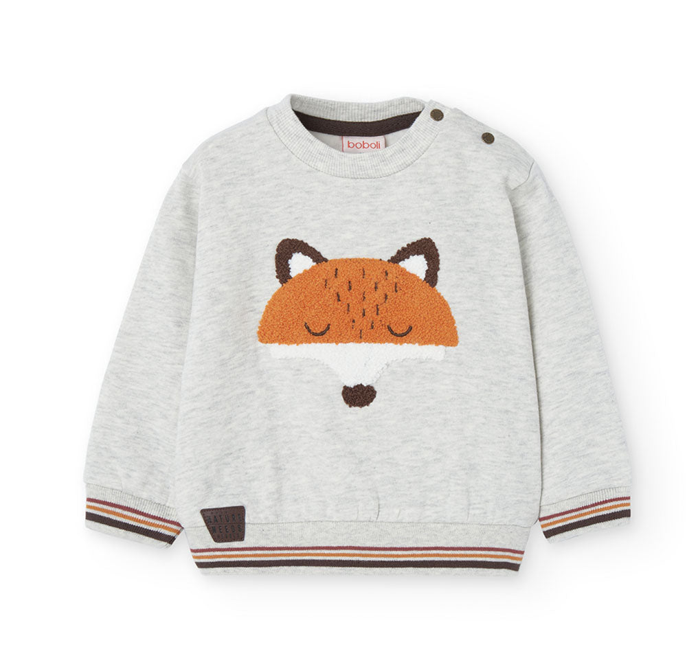 Sweatshirt from the Boboli Children's Clothing Line, with fox-shaped lanetta appliqué on the fron...