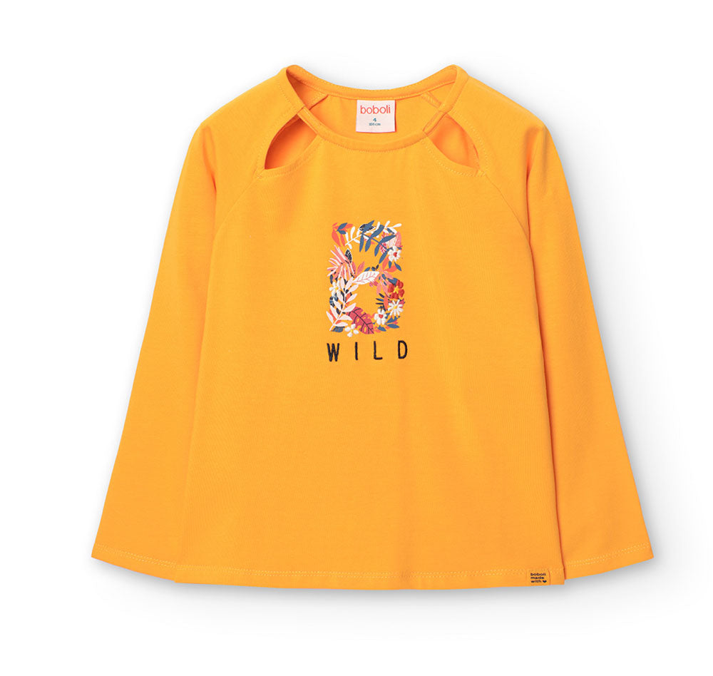 Boboli Girl's Clothing Line T-shirt, with colorful print on the front and special cut-out on the ...