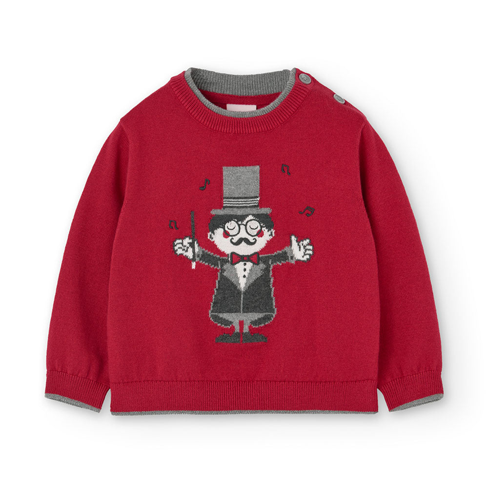 Slim sweater from the Boboli Children's Clothing Line, with embroidery on the front and contrasti...