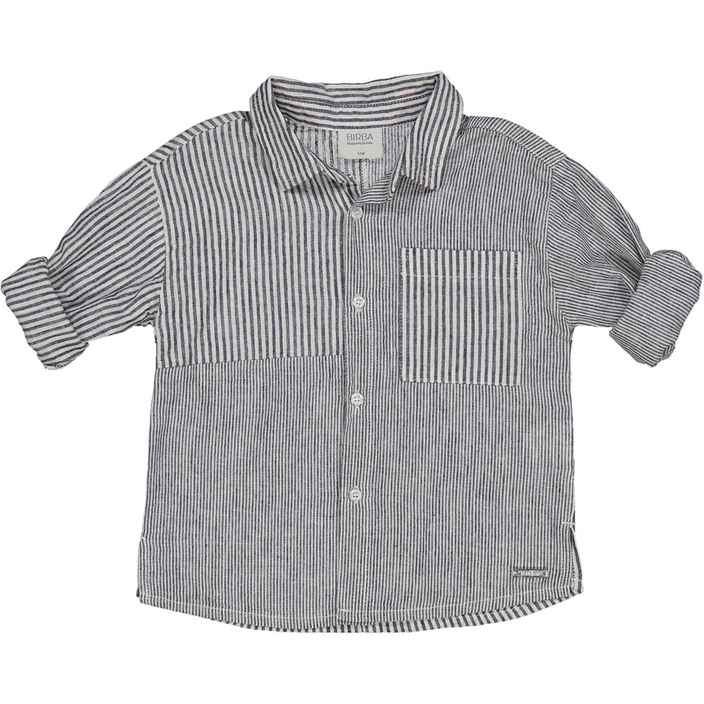 Long-sleeved shirt from the Birba children's clothing line, with striped pattern in linen blend.
...