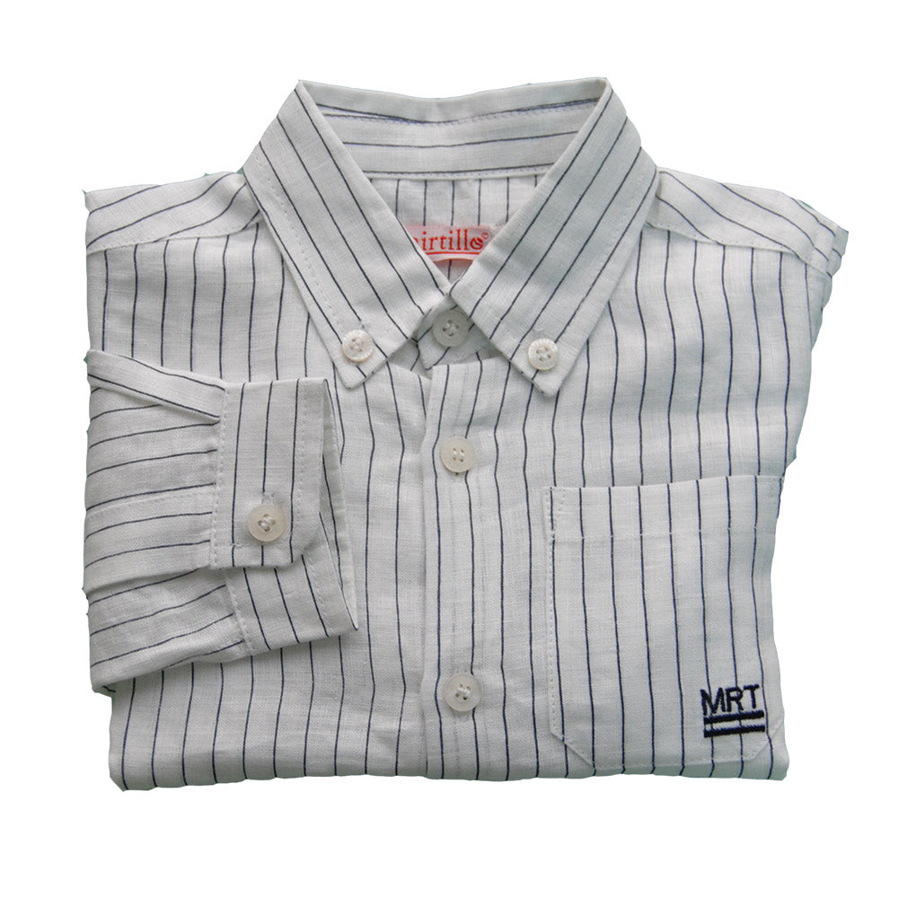 
  Linen shirt from the Mirtillo children's clothing line. Striped pattern with
  pocket on the s...