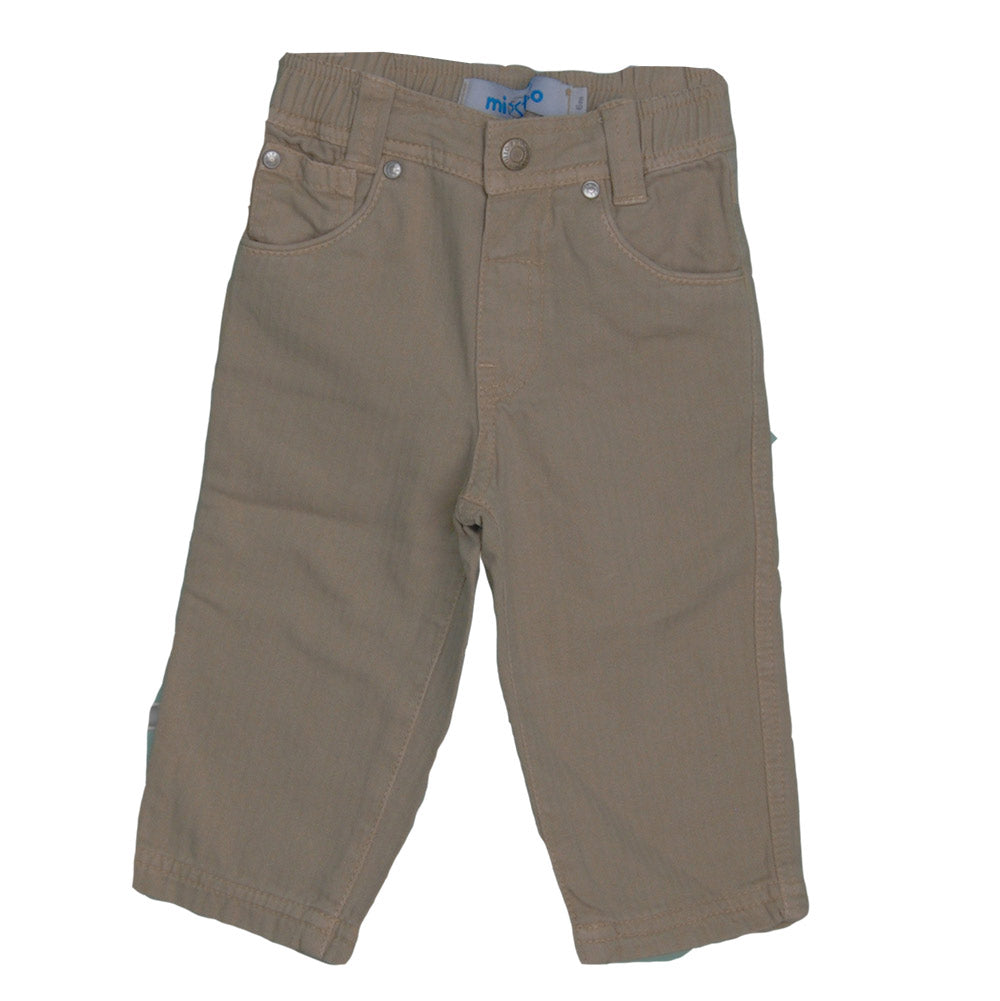 
  Boy's clothing line trousers Mirtillo; solid colour model
  five pockets. Semi-elastic belt.

...