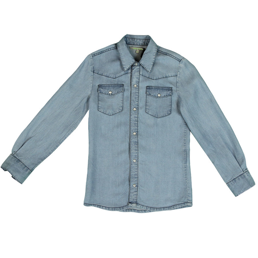 
  Denim shirt from the children's clothing line Silvian Heach Junior, cut out
  sporty with litt...