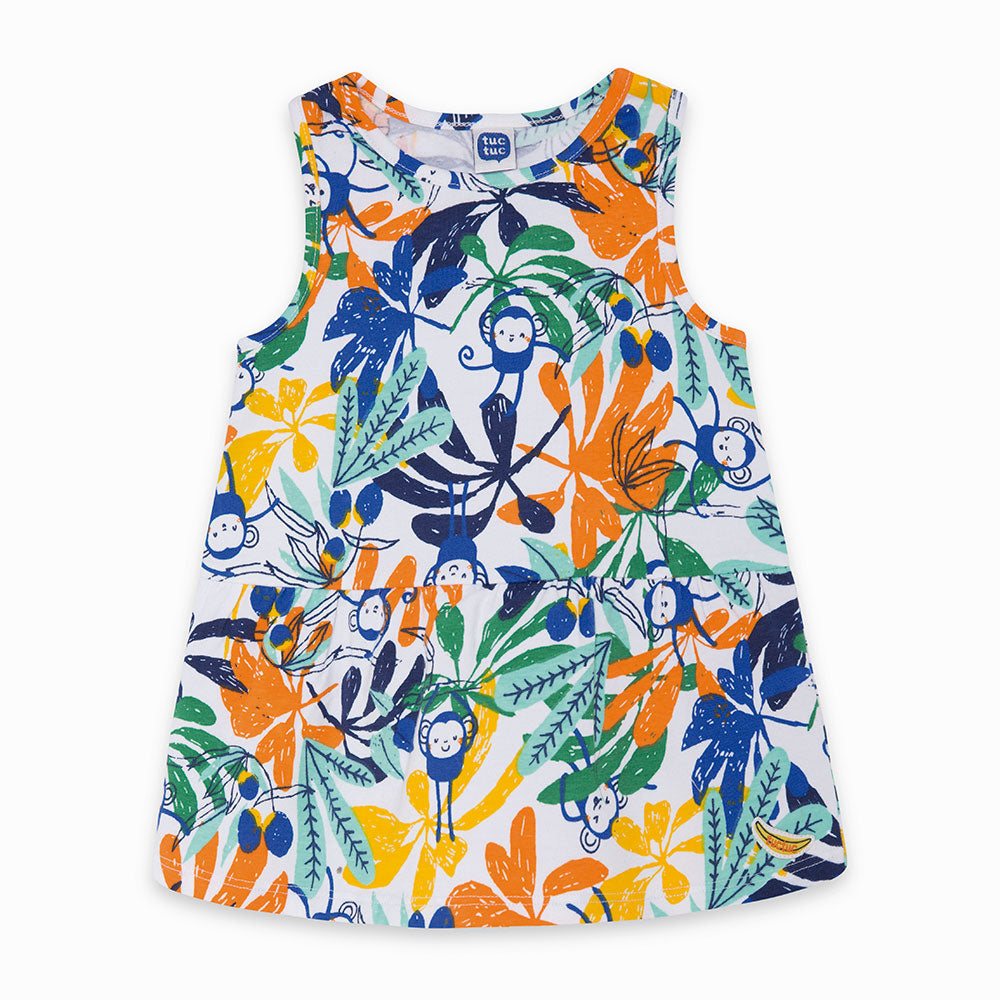 
  Sundresses from the Tuc Tuc Girl's Clothing Line with all-tropical print
  over and wide skirt...