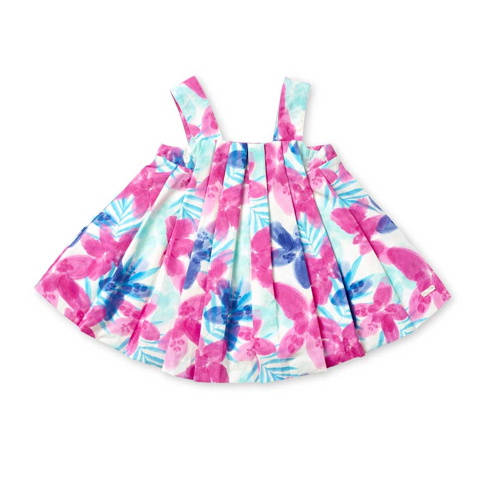 
Dress from the Tuc Tuc girls' clothing line, with a trapeze model and bandeau straps. All-over f...