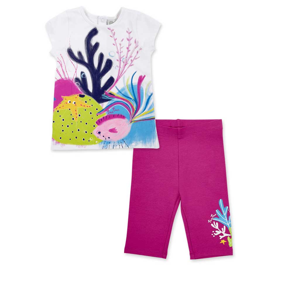 
Two-piece set from the Tuc Tuc girls' clothing line, with t-shirt with marine designs and leggin...