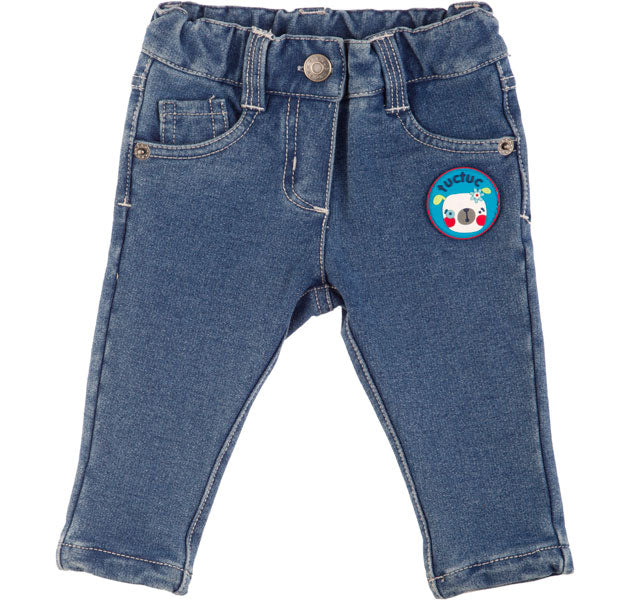 
  Girl's Tuc Tuc sweatshirt denim sweatshirt trousers with pocket
  star-shaped on the back. 


...