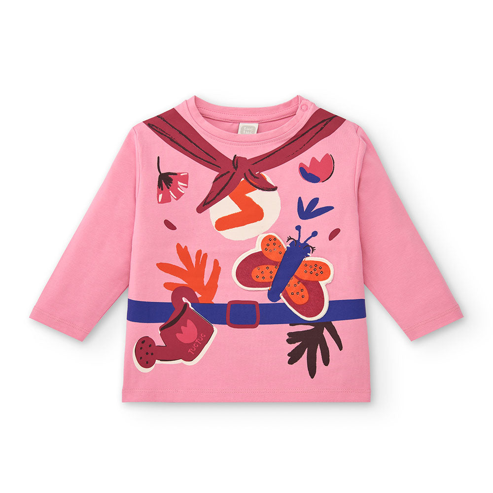 Long-sleeved t-shirt from the Tuc Tuc girls' clothing line, with multicolor print on the front an...