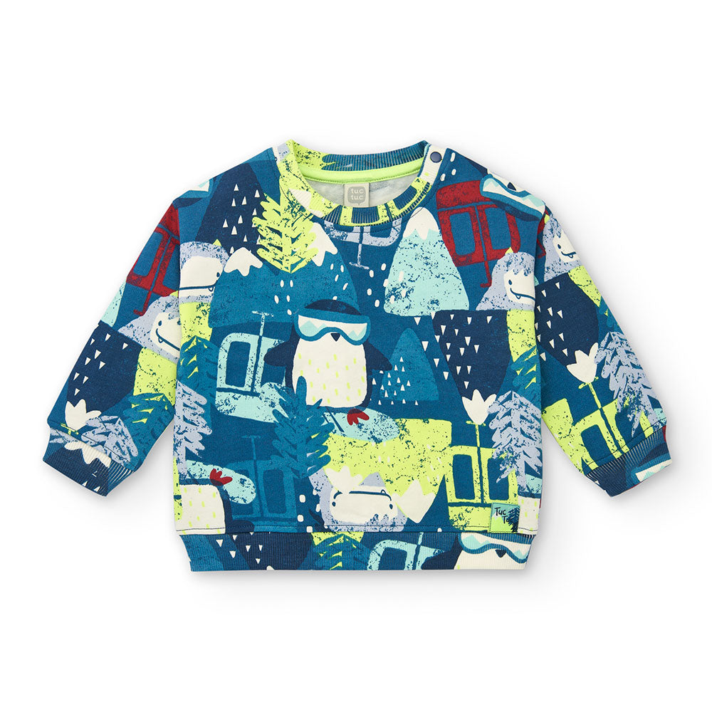 Sweatshirt from the Tuc Tuc Children's Clothing Line,, with round neck, regular pattern and fluor...