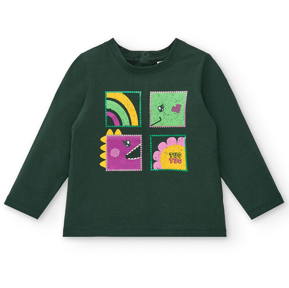 Long-sleeved t-shirt from the Tuc Tuc girls' clothing line, with application of small multicolor ...