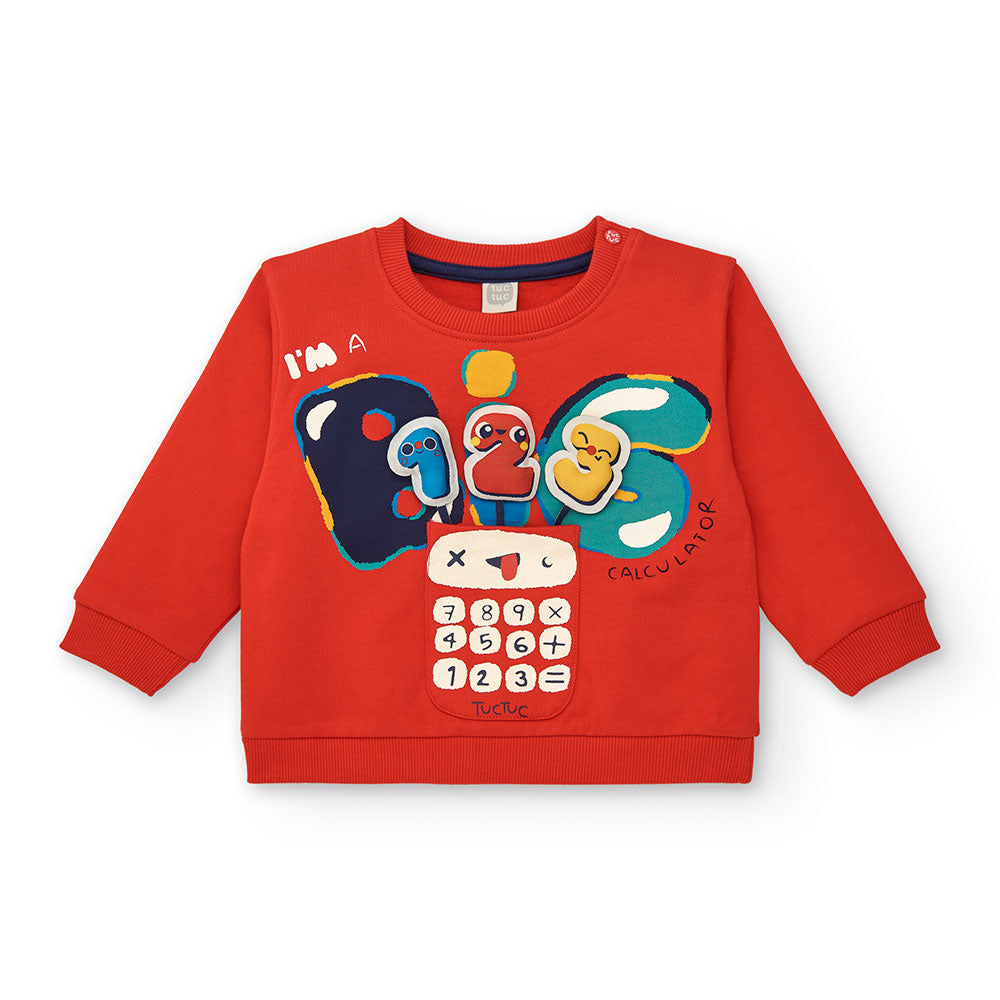 Sweatshirt from the Tuc Tuc Baby Clothing Line, with ,on the front, print and game applique in so...